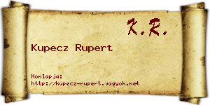 Kupecz Rupert névjegykártya